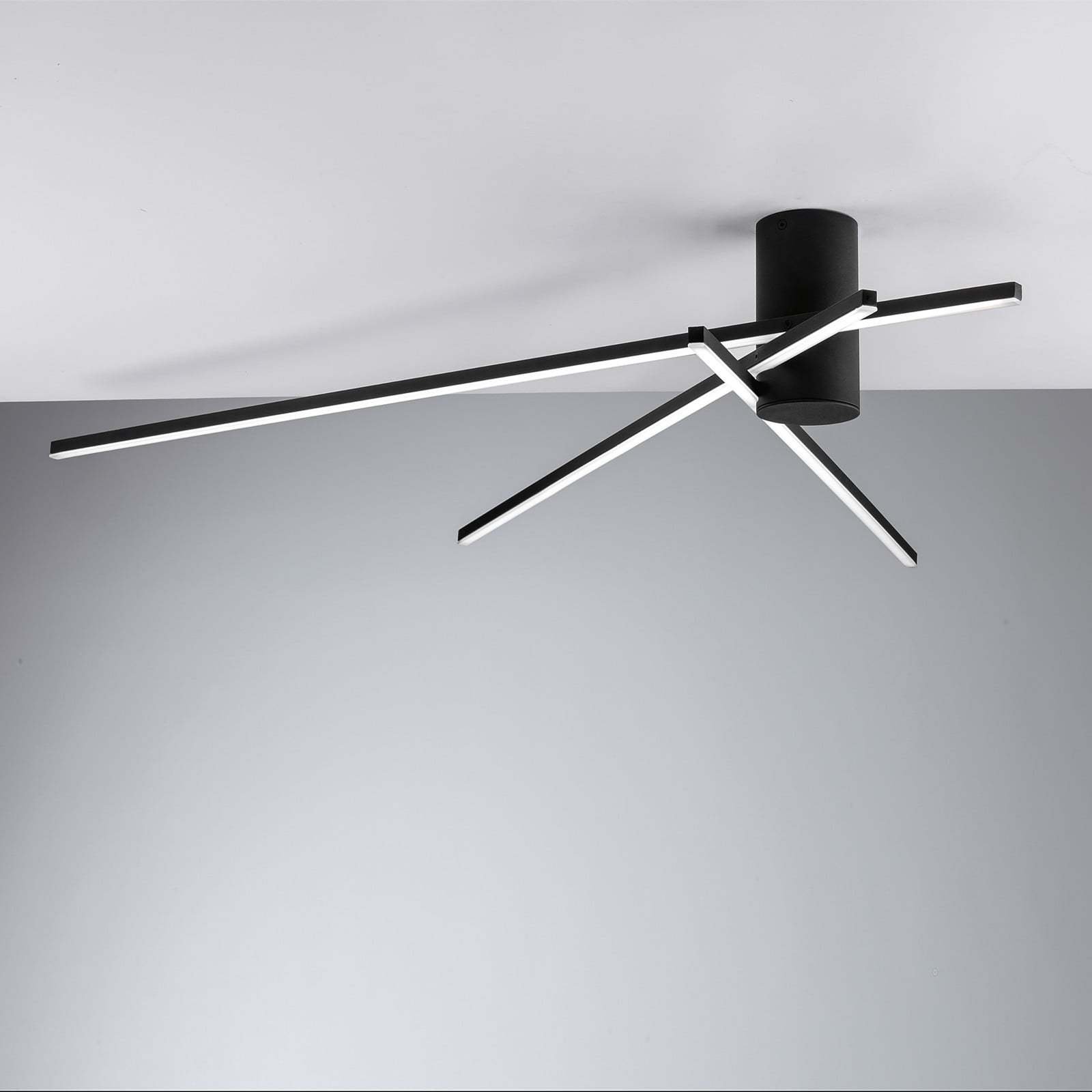 home24 LED-plafondlamp Shanghai type B, zwart, B: 15 cm, D: 22 cm, H: 7 cm