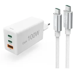 HAMA Schnellladegerät mit Ladekabel USB-C PD 100W 1,5m weiß