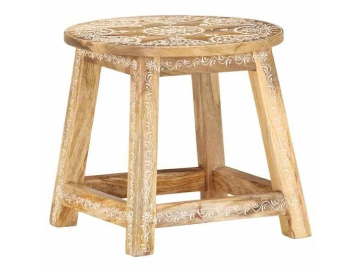 VIHHQGC Hocker Handbemalt 38x38x35 cm aus Mango Massivholz Massives Mangoholz, handbemalt, antiker Stil, robuste Konstruktion, für Cafe und Studierzimmer, Unikat mit natürlicher