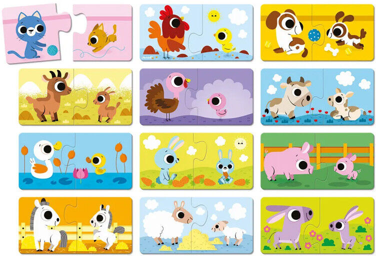 Puzzles Parents et Bébés Animaux 2 x 12 pcs - Janod