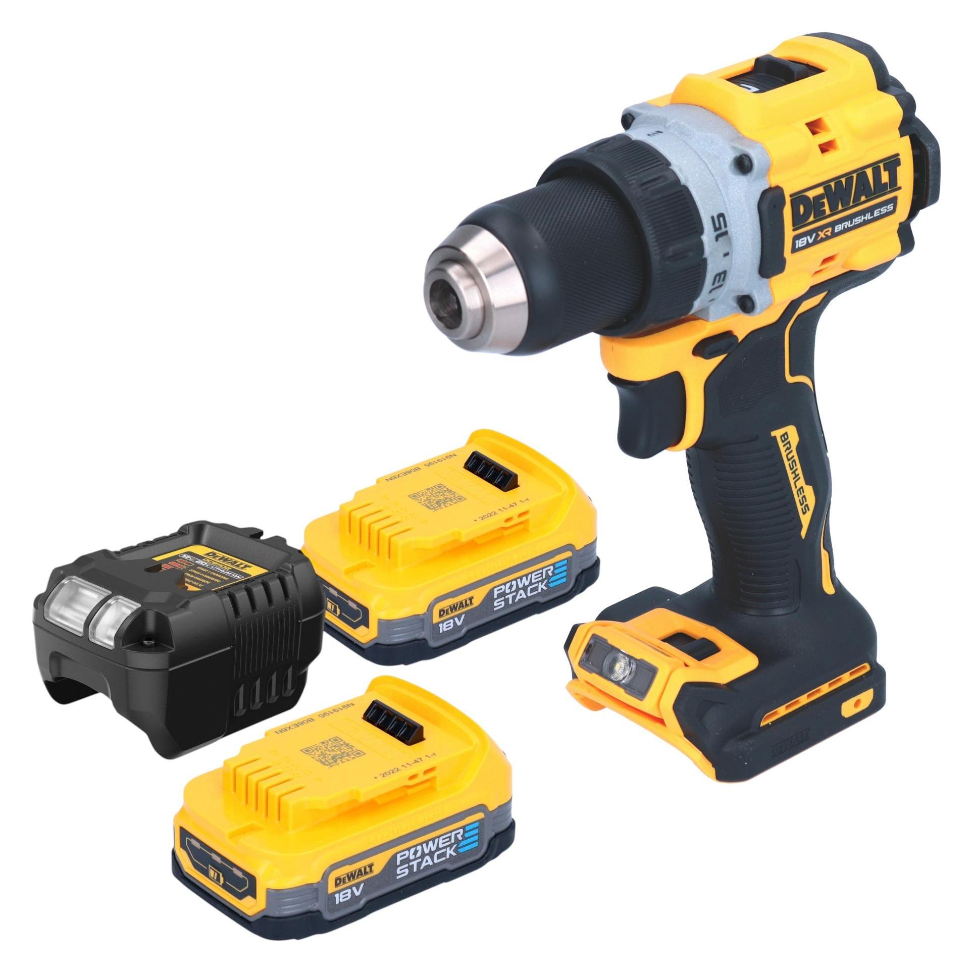 DeWalt DCD 800 E2 Akku Bohrschrauber 18 V 90 Nm Brushless + 2x Powerstack Akku 1,7 Ah + Ladegerät (Bohrschrauber) (53943427)