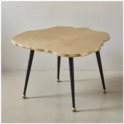 KADIMA DESIGN Moderner Couchtisch - Schwarz/Gold, Baumscheiben-Look aus Aluminium