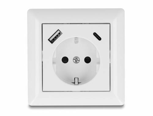 Delock 11499 Einbau-Steckdose mit USB-C, mit USB Weiß