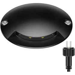 ledscom.de LED Bodenleuchte, Wegmarkierung BUNDA für außen, IP67, schwarz, rund, 70mm Ø, kaltweiß