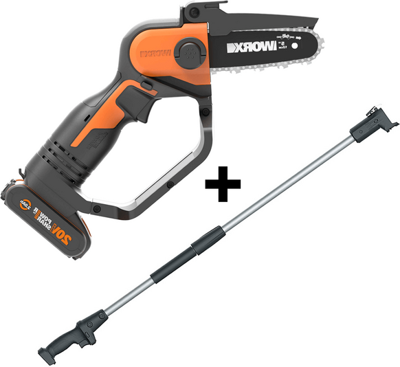 Worx WG324E - Élagueuse sur batterie 20 V 2 Ah + perche de rallonge