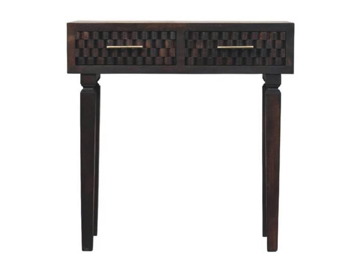 Artisan Furniture Konsolentisch Rich-Velvet-Mocha-Finish, 2 Schubladen, Dunkelbraun, Holz, Echtholz,Mangoholz, 35x82x80 cm, Wohnzimmer, Wohnzimmertische, Konsolentische