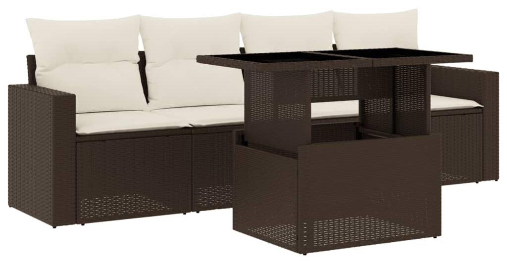 Loungeset, 5-teilig, braun, aus Poly-Rattan - 5 Sitzplätze - für den Außenbereich