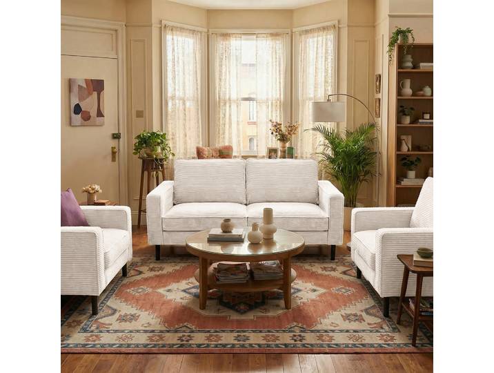 Livetastic 2,5-Sitzer, Creme, Metall, 168x85x92 cm, Stoffauswahl, Hocker erhältlich, Rücken echt, Wohnzimmer, Sofas & Couches, Sofas, 2-Sitzer Sofas