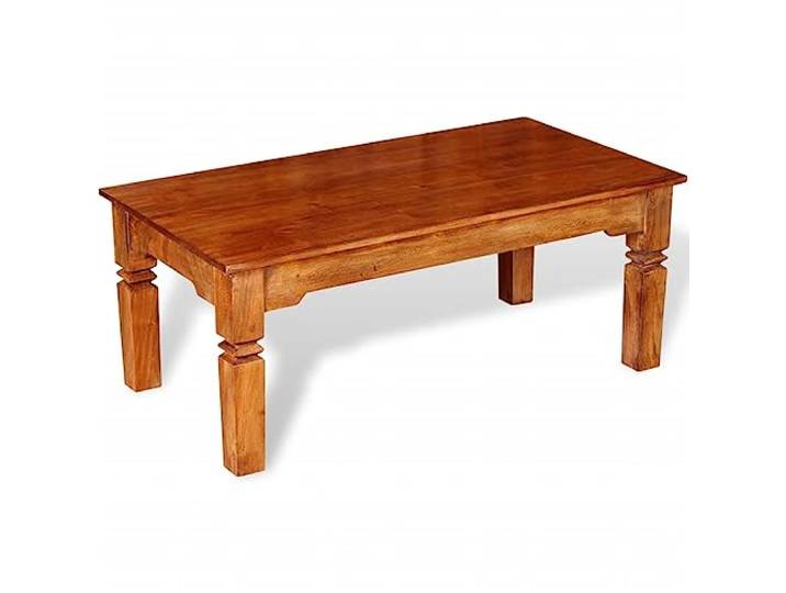 KTHLBRH Couchtisch aus Massivholz, 110 x 60 x 45 cm, Braun Akazienholz, bernsteinfarbene Oberfläche, Palisander-Behandlung, einfache Montage, Verwendung als Sofatisch oder dekorativer