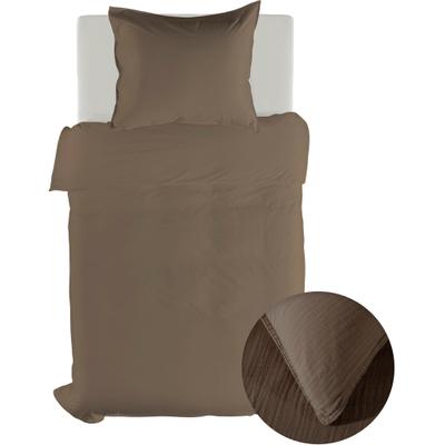 Bettwäsche YELLOW "Suite-Guadeloupe", beige (plaza taupe), B/L: 135cm x 200cm, 1 Stk., 1 Stk., Musselin, B/L: 80cm x 80cm, 2 Stk., Musselin, Obermaterial: 100% Baumwolle, Bettwäsche, Bettwäsche, Uni Design, 100% Baumwolle ab 135x200 cm.