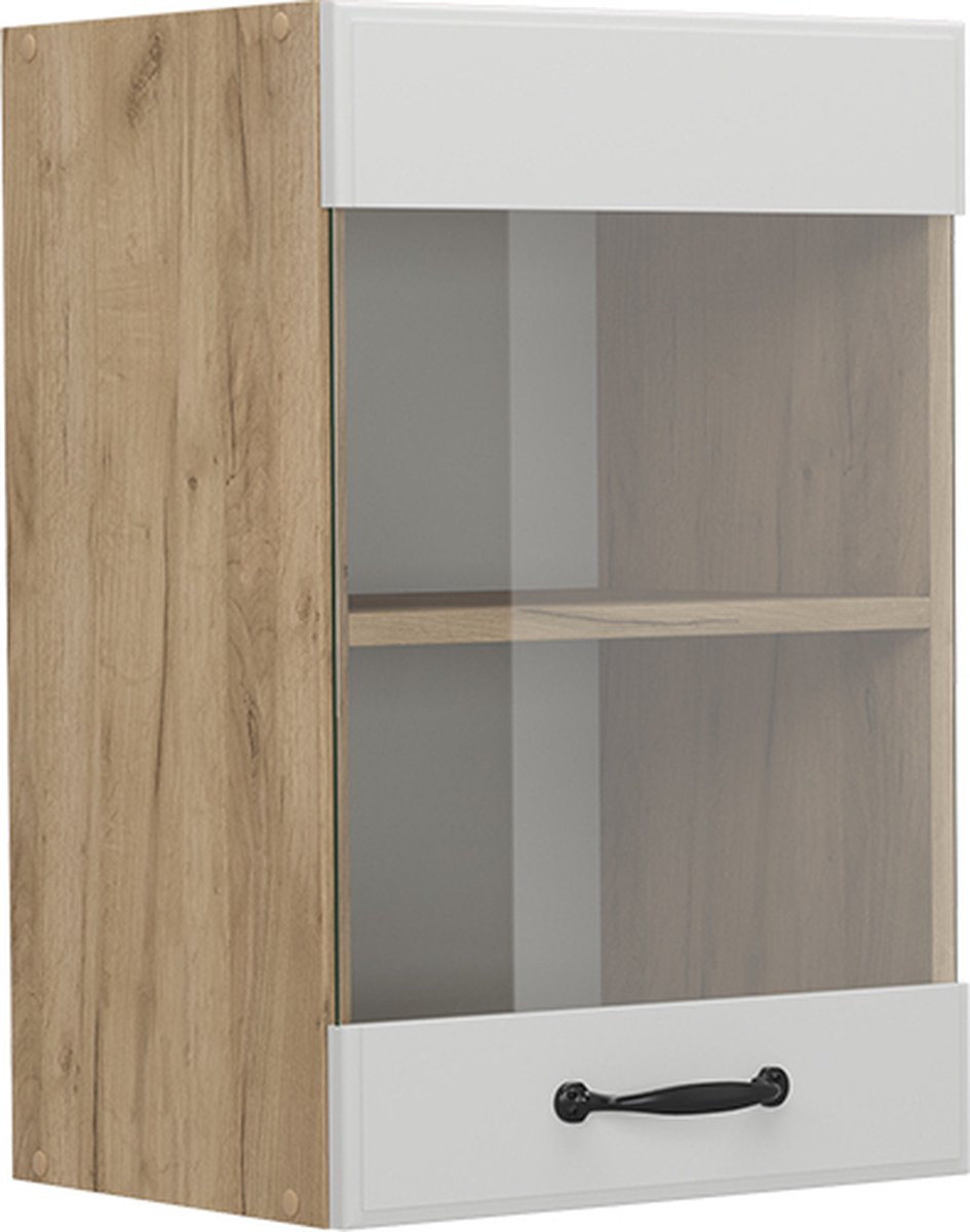 Vicco R-Line Glazen Keukenkast Wit Landhuis met Glazen Deuren