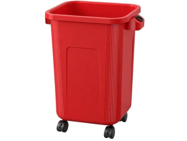 WSJJXS Hoher Abfalleimer mit Rädern, Ergonomischer Mülleimer für Küche Kein Bücken nötig, 360 Grad Rollen, doppelte Griffe, breite Öffnung(Red,50L)