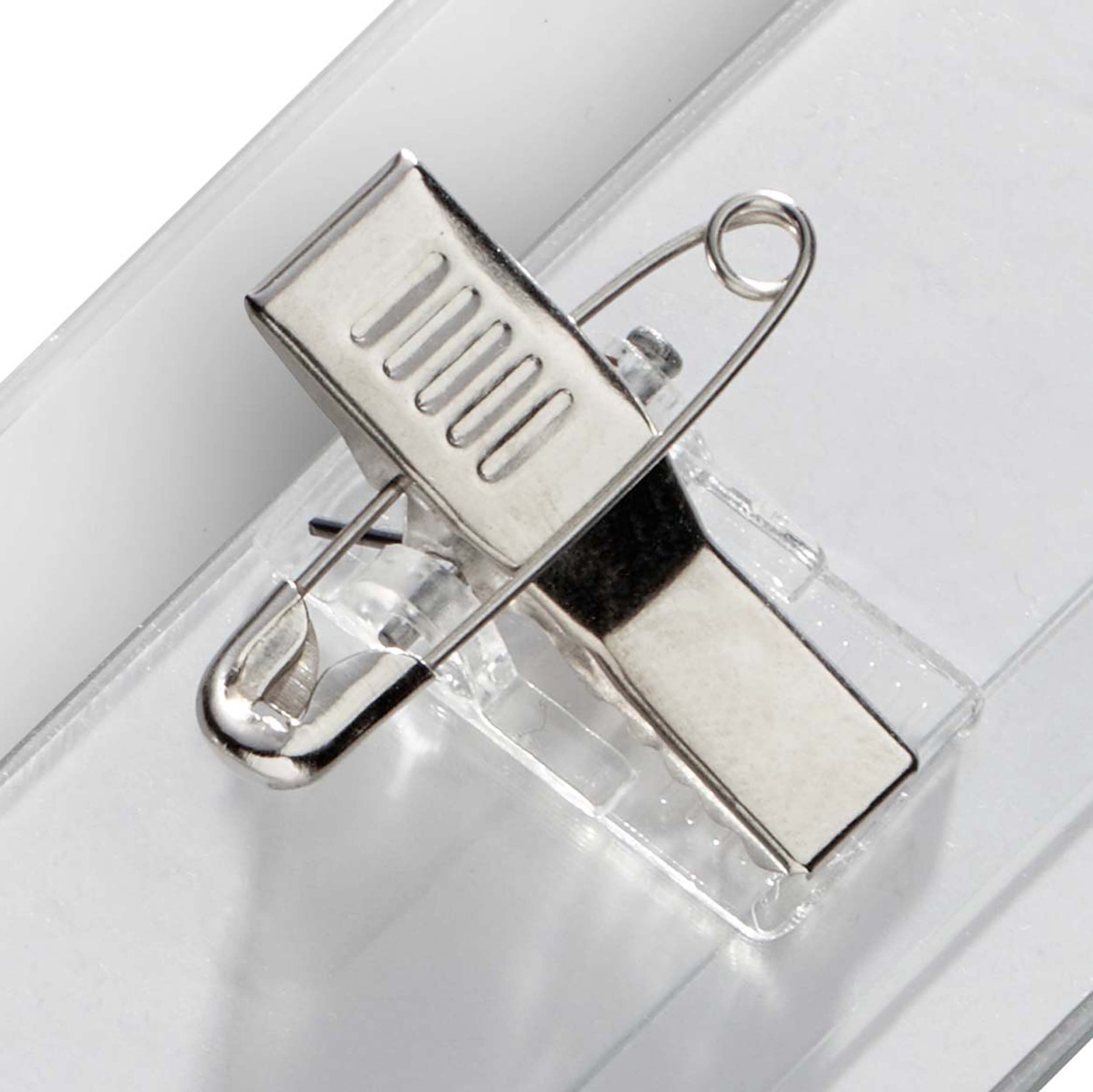 SPRINTIS 50 Unités - Porte-badges Urban 30 combinée, transparent Pince combinée (aiguille et clip)   60 x 30 mm, PVC rigide