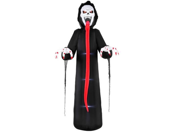 Outsunny Aufblasbares-Halloween-Skelett Polyestergewebe Schwarz, 95x310x130 cm, Dekoration