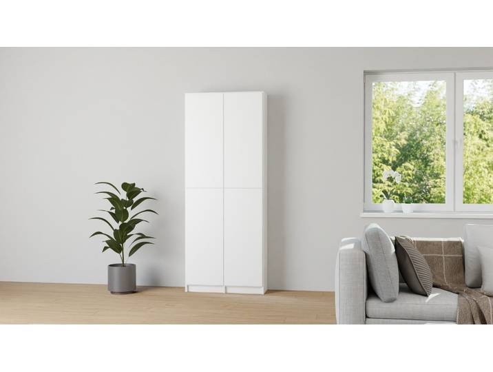 Hohes Regal mit weißen Türen MDF Beschichtet MDF Weiß matt