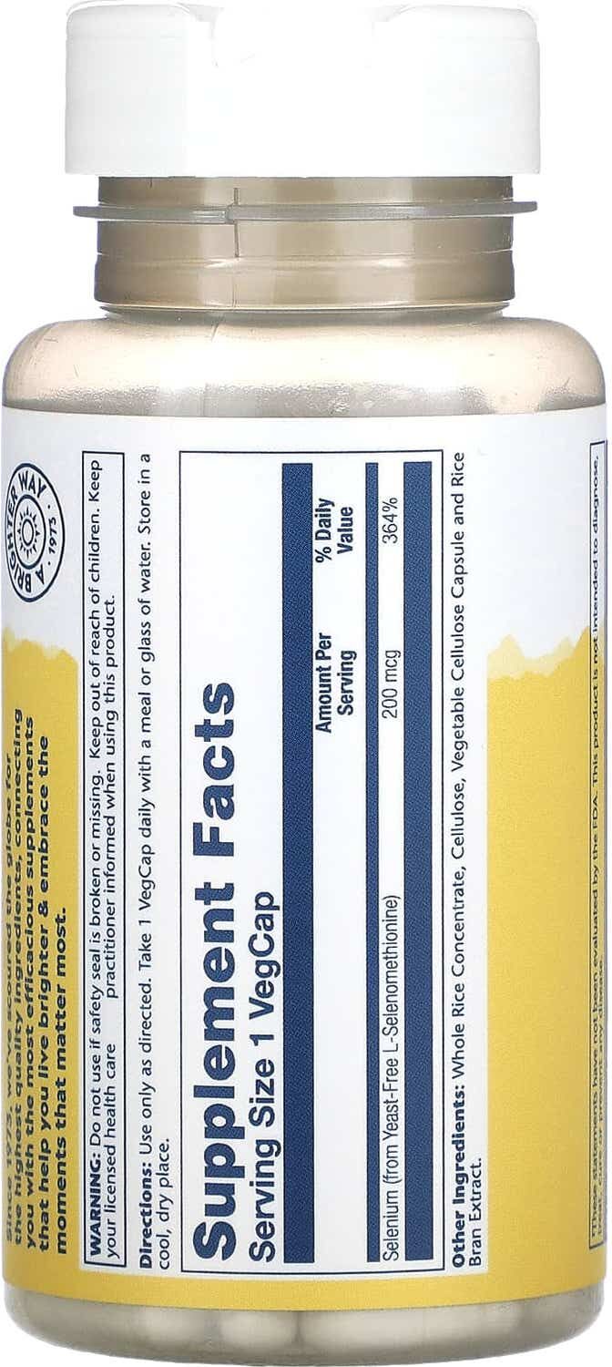 SOLARAY Selenio 200mcg sin levaduras 90 caps
