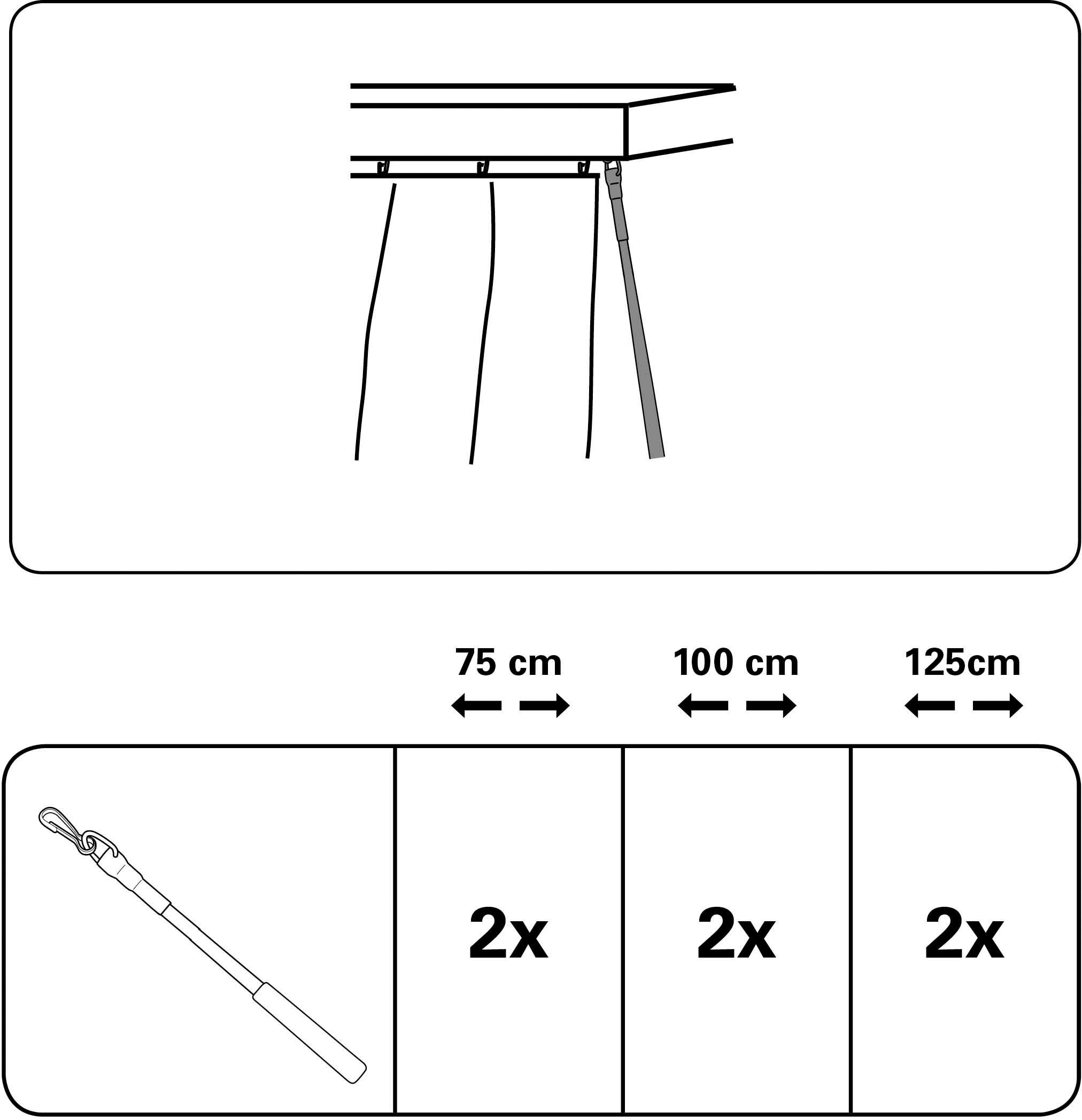 Schleuderstab GARDINIA "Kunststoff mit Metallhaken" Gr. 3, weiss (weiß), L:125cm, Schleuderstäbe, Schleuderstab, Serie Flächenvorhang-Technik Atlanta 3-läufig weiß 125cm
