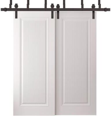 SARTODOORS Royal 9888 White Enamel Wood Barn Bypass Doors