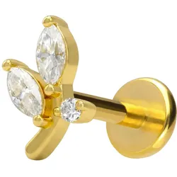 Titan Labret mit Innengewinde + 925er Silber Aufsatz MOISSANIT-ZWEIG