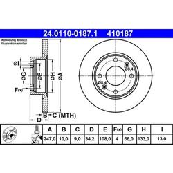 Bremsscheibe ATE 24.0110-0187.1 (2 Stk.) für Citroën Peugeot Visa C15 ZX