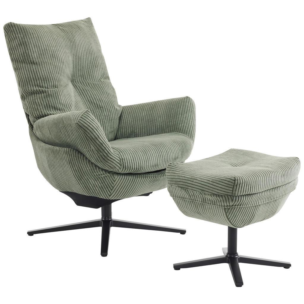 Carryhome Relaxsesselset , Grün, Schwarz , Metall, Textil , 77x100x78 cm , Relaxfunktion, erweiterbar (Typenauswahl) , Wohnzimmer, Sessel, Relaxsessel