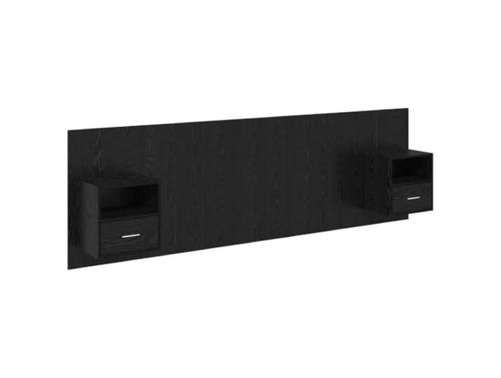 KTHLBRH Kopfteil mit Nachttisch, 3-teilig, schwarze Eiche, Holz Wanddesign, geräumige Schränke, minimalistische Linien, einfache Wartung, feuchtes Tuch