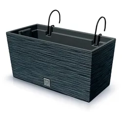 Prosperplast - Anthrazitfarbener Blumentopf mit Reservoir und Aufhängehaken, FURU-Kollektion - 39,5 x 18,5 x 19,5 cm, 8 L Fassungsvermögen