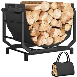 Outsunny Kaminholzregal für innen 53 x 33 x 43 cm Brennholzregal mit Tragetasche