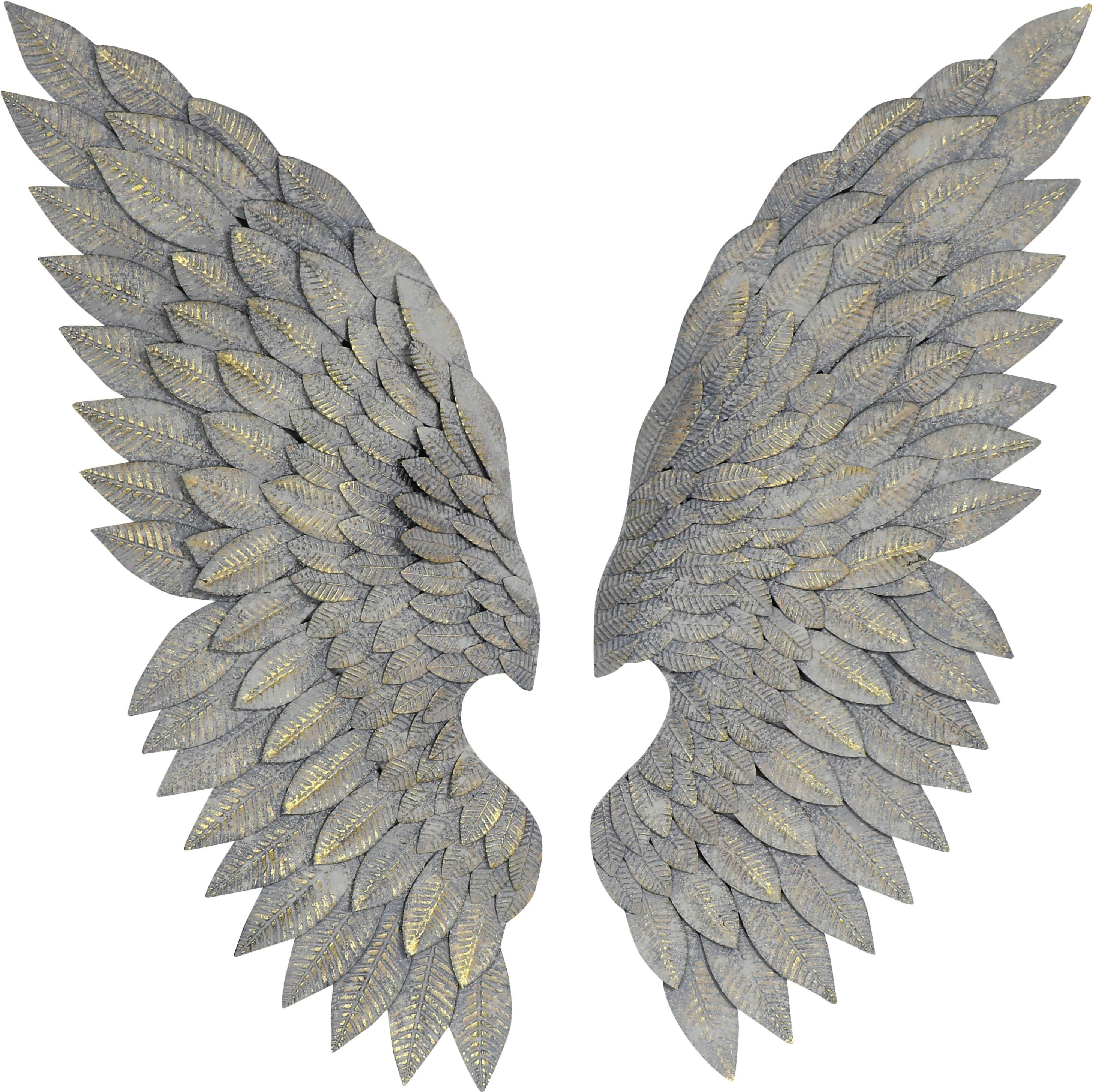 Pair of Large Grey Feather Effect Angel Wings - 48cm x 110cm Iron