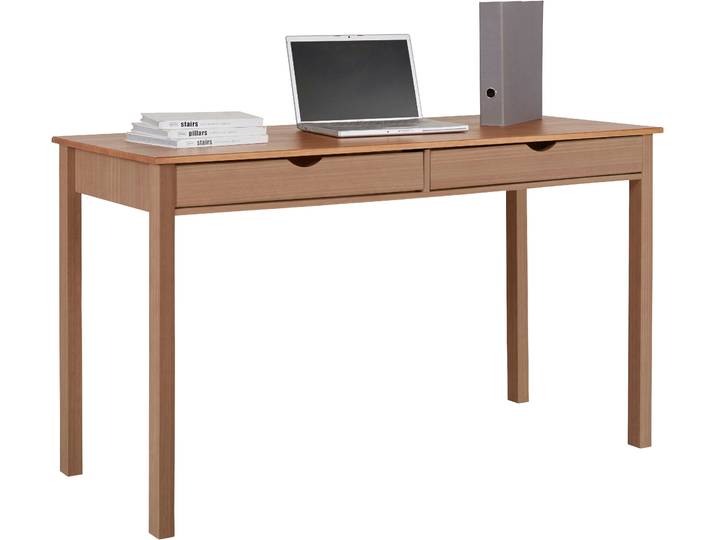 Schreibtisch HOME AFFAIRE Gava , beige (natur, naturfarben, naturfarben), B:140cm H:80cm T:60cm, Tische, Schreibtisch, massives Kiefernholz, für das home office, Breite 100/120/140 cm