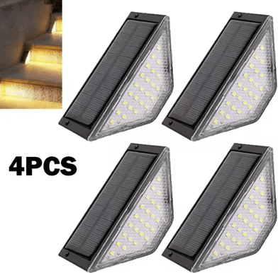 Inspire Curations Solar Triangle Step Lights Waterproof LED Stair And Pathway Lights 4pcs warm Light
