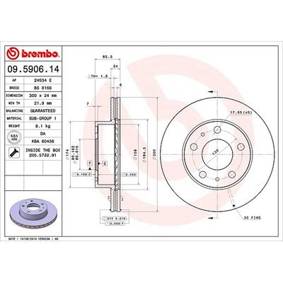 Brembo Bremsscheibe [Hersteller-Nr. 09.5906.14] für Fiat, Citroën