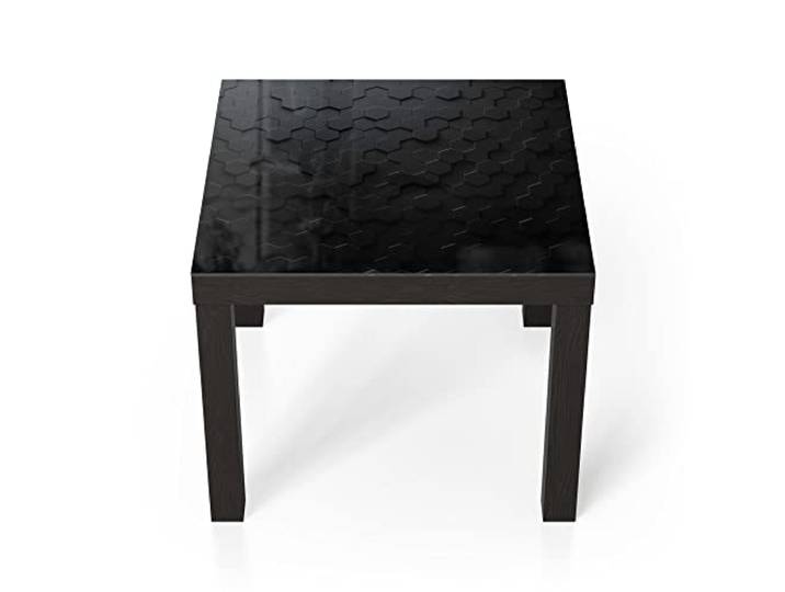 DEQORI Glastisch schwarz klein 55x55 cm Motiv Abstrakte 3D-Struktur ausgefallener Beistelltisch aus Glas Hochglanz Couchtisch fürs Wohnzimmer moderner Couch Tisch mit Design