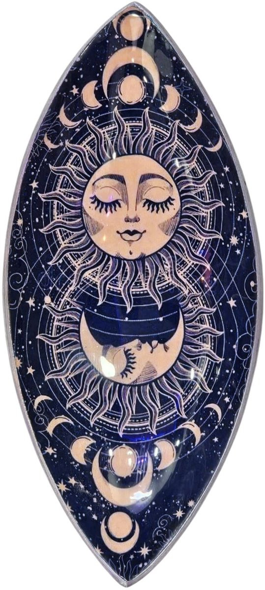 Enamel wierookkom van aluminium met Pink Sun & Moon design