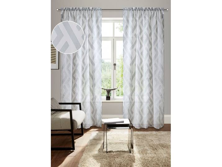 Gardine BRUNO BANANI Lynn, 1 Stück, halbtransparent, Scherli Gr. 3, grau, B:140cm H:225cm, Scherli, Polyester, Gardinen, Gardine, schöner Schal, Scherli, zeitlos und modern