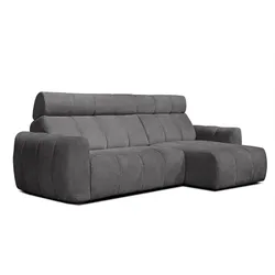 ECKSOFA KIMI 3-Sitzer, ausziehbarer Sitz, verstellbare Kopfstützen, dunkelgrau