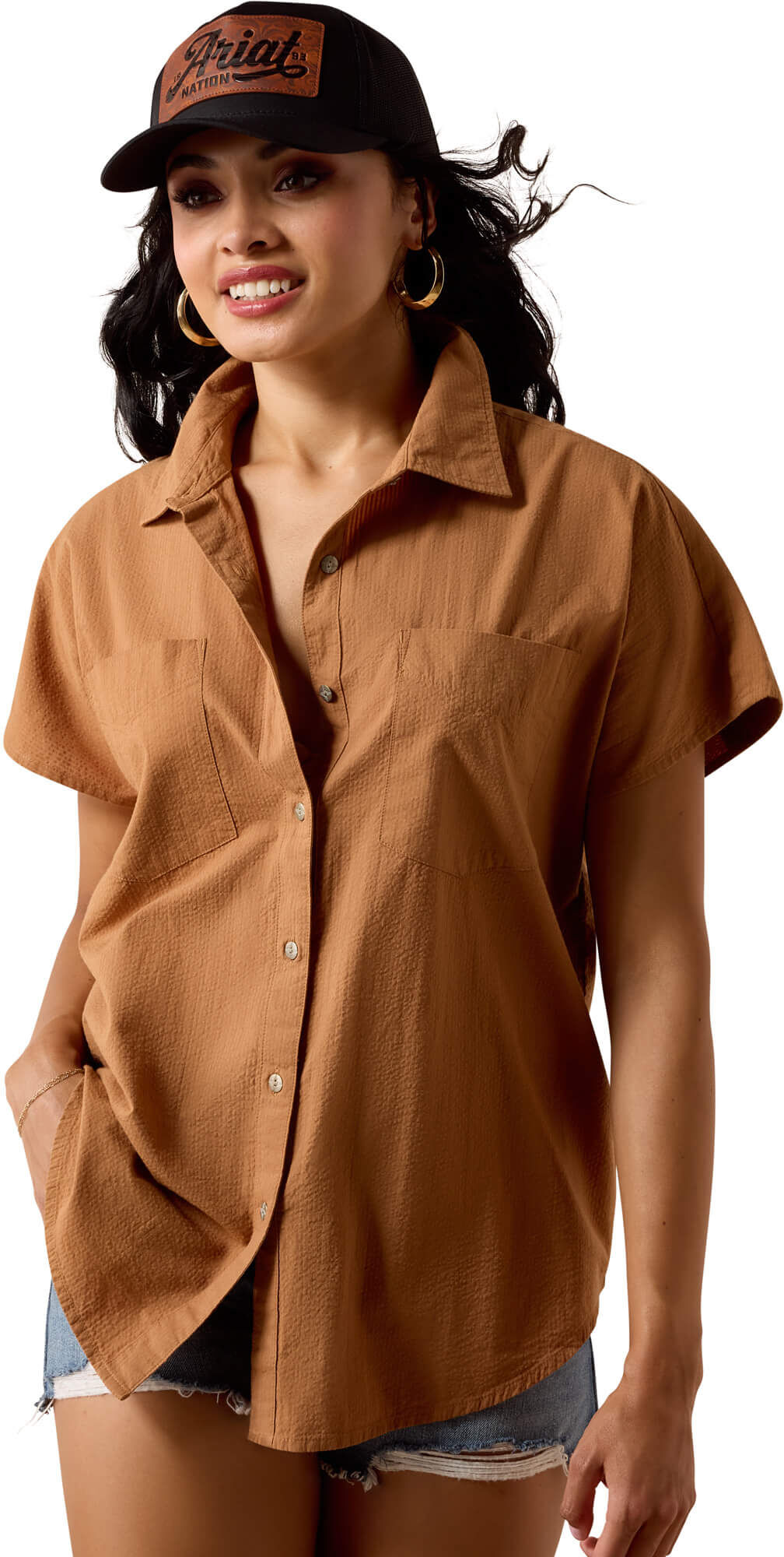 Women's Vacation Shirt in Saddle Brown, Size: XS by Ariat