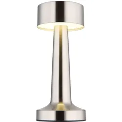Tischlampe Tischleuchte Nachttischlampe silber Touchdimmer Akkulampe LED H 21 cm