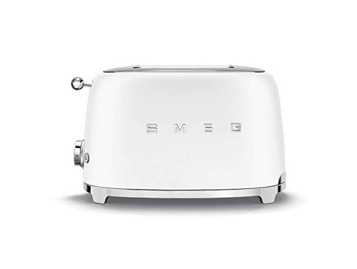Smeg, 2x2 TSF01WHMEU -Toaster, 2 Schlitze für 2 Scheiben, 6 Vergoldungsniveaus, Heizfunktion, Abtau- und Bagel- Funktion, Sammelschublade, 950W, Weiß Matt