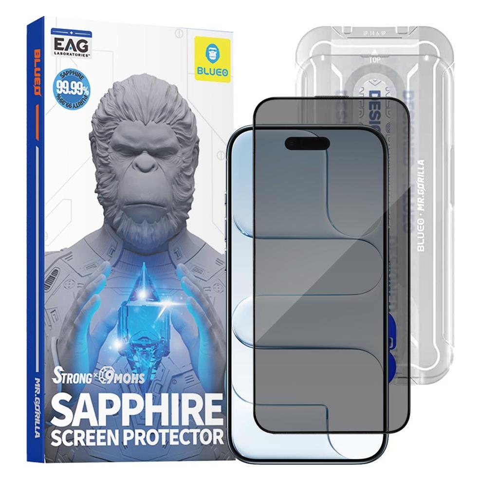 BlueO - Sapphire Privacy Screen Protector with Applicator Pro - iPhone 17 Air - Black (Apple iPhone Air) (62271897)