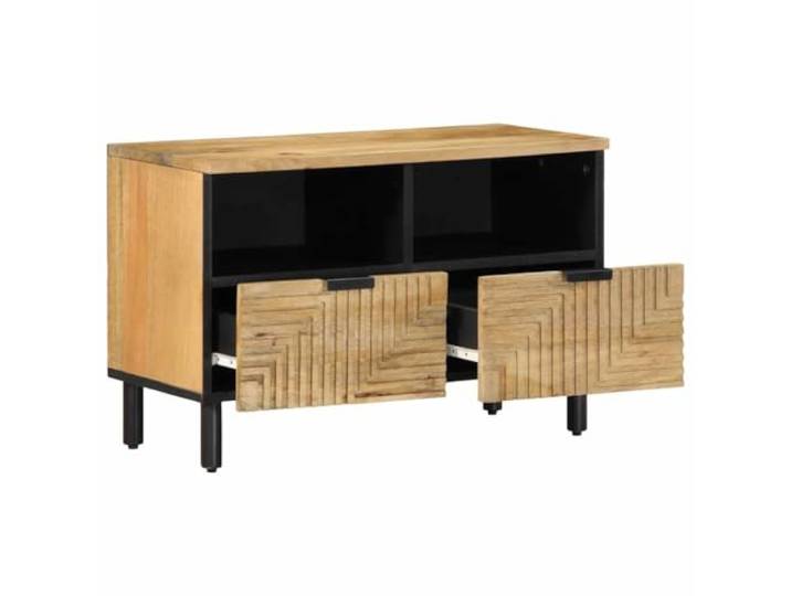 KTHLBRH TV-Schrank braun 70 x 33 x 46 cm Massives Mangoholz, großer Stauraum, erhöhte Beine, für Wohnzimmer oder Schlafzimmer