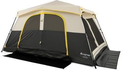 Costway 10 Person Instant Cabin Camping Tent with Rainfly 13 ft x 9 ft Portable Large Family Tent-Beige