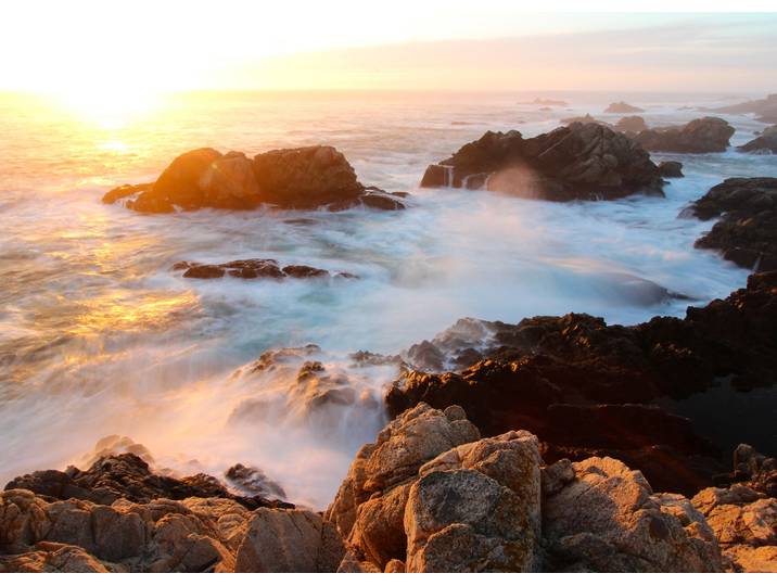 Fototapete PAPERMOON Sunset on Big Sur Coast , bunt, B:5m L:2,8m, Vlies, Tapeten, Fototapete