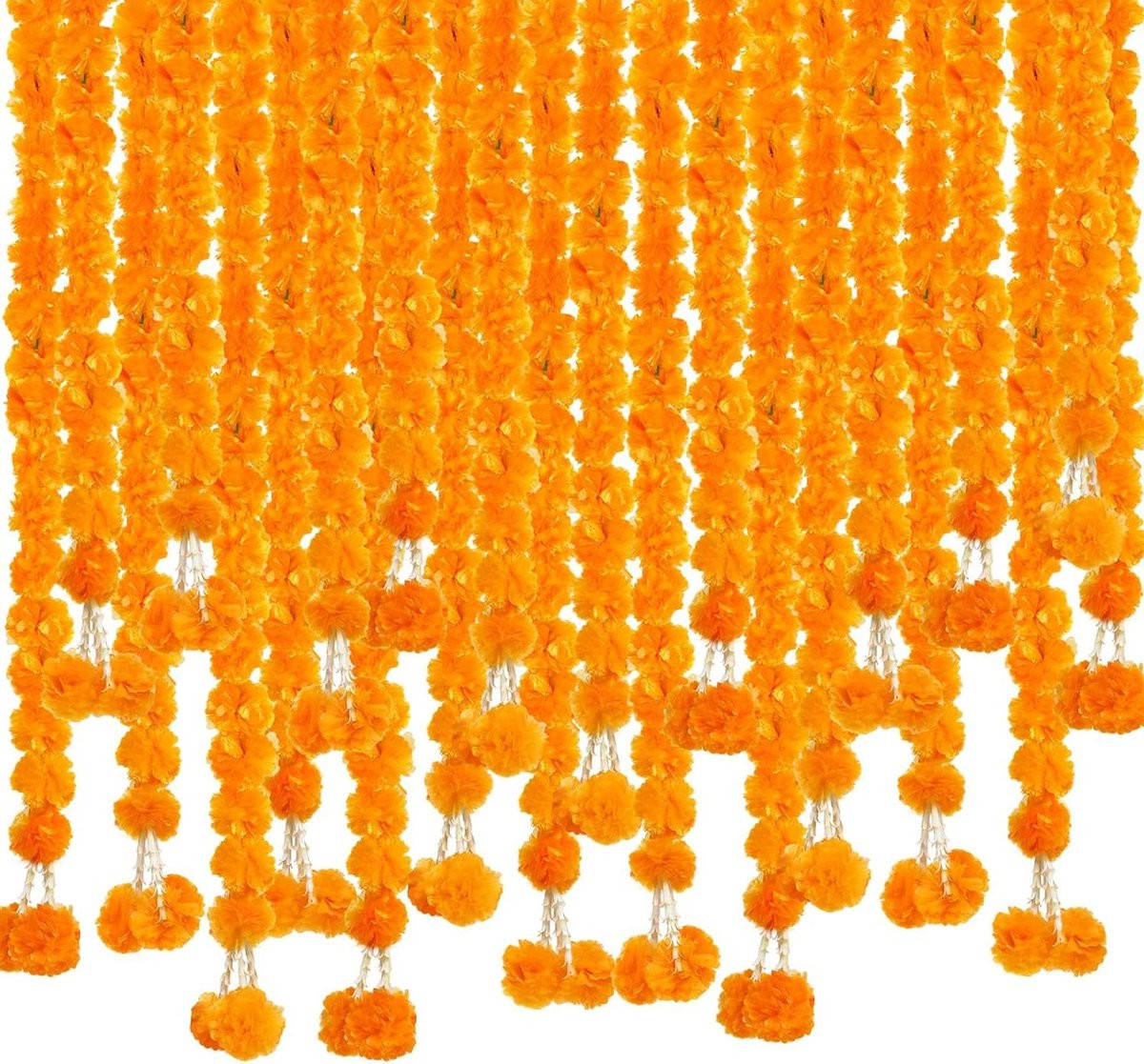Set van 10 realistische kunstbloemen slingers voor feestelijke decoratie, 15 meter, oranje