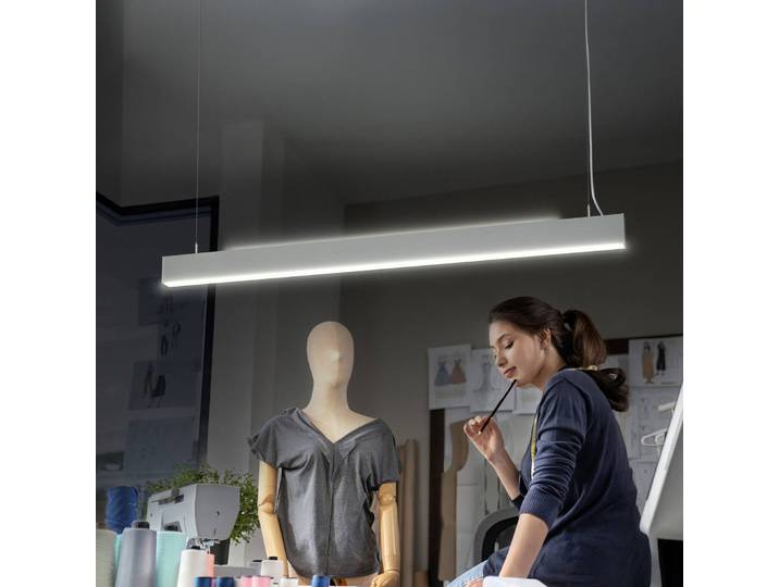 OSRAM Hängelampe Office line Cuboid, dimmbar, weiß / opal, für Arbeitszimmer / Büro, Aluminium, Modern