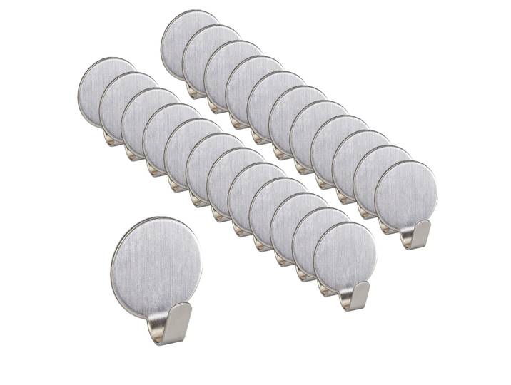 Klebehaken 24er-Set Edelstahl Silber
