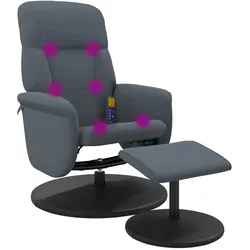 vidaXL Massagesessel mit Fußhocker Dunkelgrau Samt