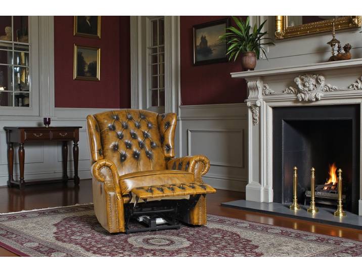 VERKÜRZTE LIEFERZEIT Chesterfield Stunning Ohrensessel Recliner Ledersessel Motor Salottini Whiskey