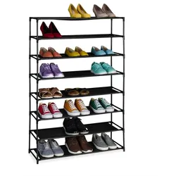 Relaxdays Schuhregal mit Stoffebenen Schwarz