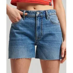Superdry für Damen. W7110398A Medium Waisted Cropped Shorts blau (30), Lässig, Denim, Bio-Baumwolle, Nachhaltig
